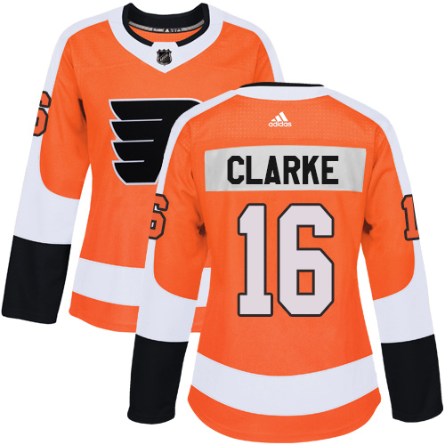 Adidas Philadelphia Flyers #16 Bobby Clarke Orange Home Authentic Women Stitched NHL Jersey->women nhl jersey->Women Jersey